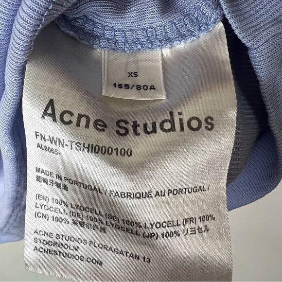 Acne Studios Pale Blue/Tan Eva Laddering Rib See-Through T-Shirt Size XS - Picture 11 of 12